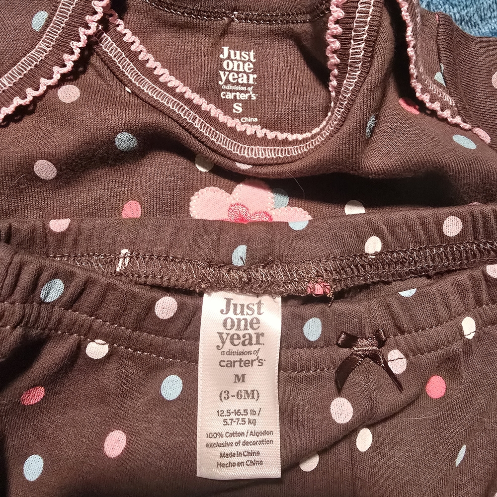 Carter's Brown Polka Dot Floral Baby One-Piece Bodysuit - Picture 5 of 7
